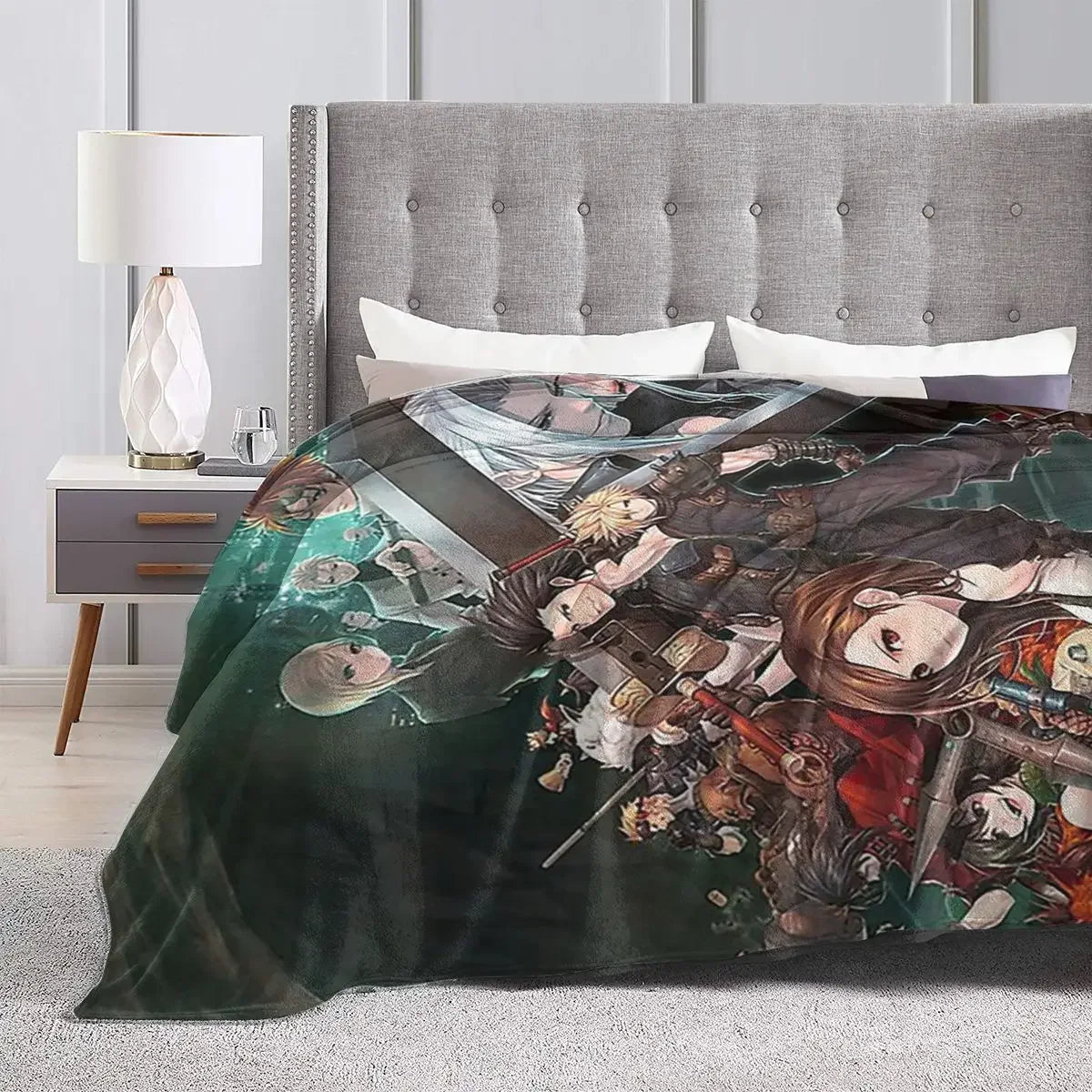 Final Fantasy VII Characters Background Blankets Soft Warm Flannel Throw Blanket Bedding for Bed Living room Picnic Travel Couch