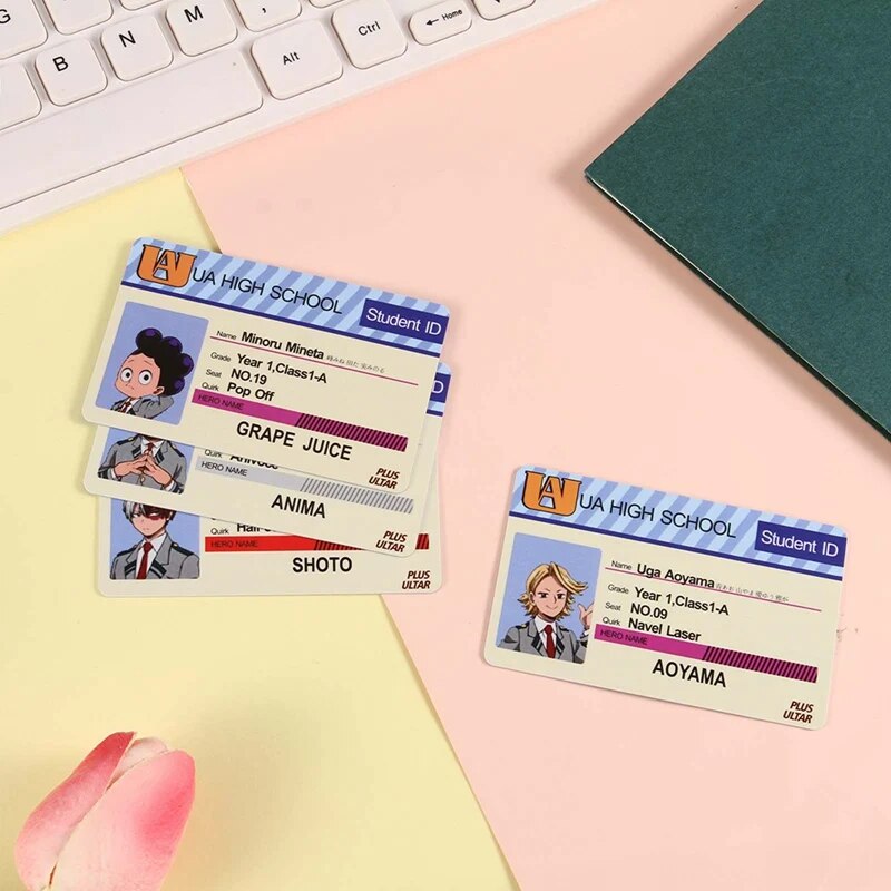 Periférico de animé My Hero Academia, tarjeta de identificación de estudiante de PVC, tarjeta de comida escolar, accesorio de Cosplay, accesorios de tarjeta de colección de PVC