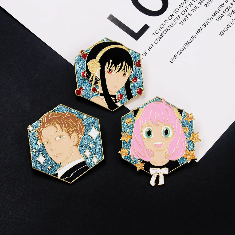 Broche de alfileres esmaltados de la familia Spy X de Anime, 12 estilos, Yor Forger Anya Loid, insignia, broches, botón colgante, decoración, colección de juguetes