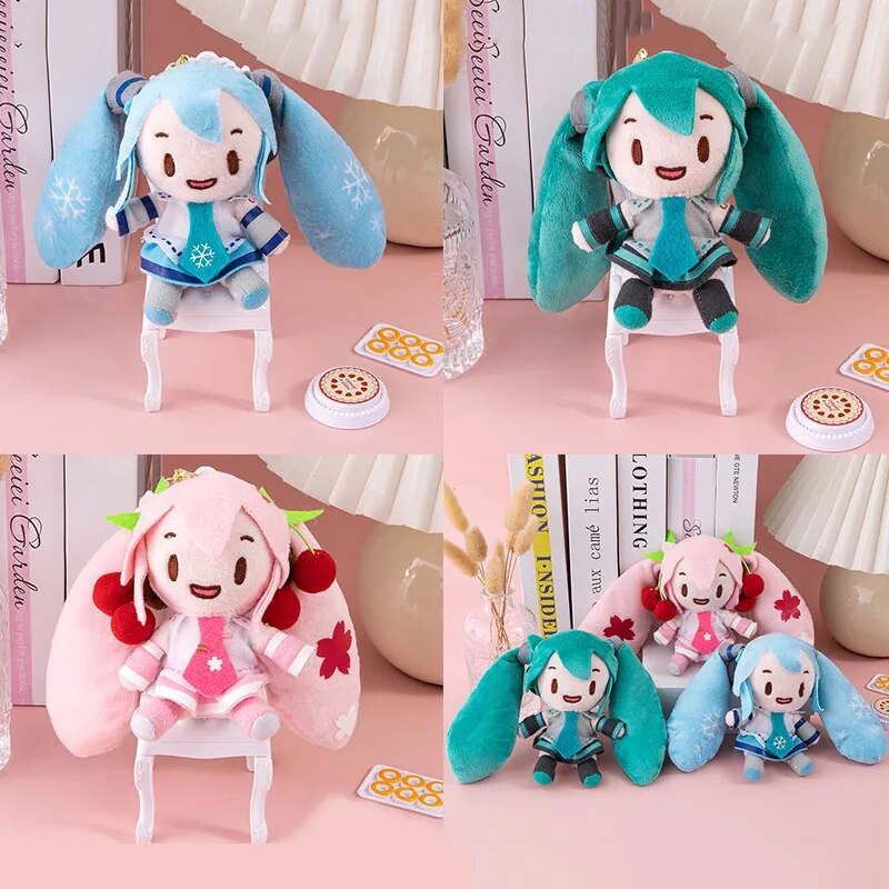 LLavero de felpa Hatsune Miku de 15cm, colgante de bolso de moda, llavero de coche de Anime, muñeca de dibujos animados de doble cola, juguete para niña, llavero de regalo VOCALOID