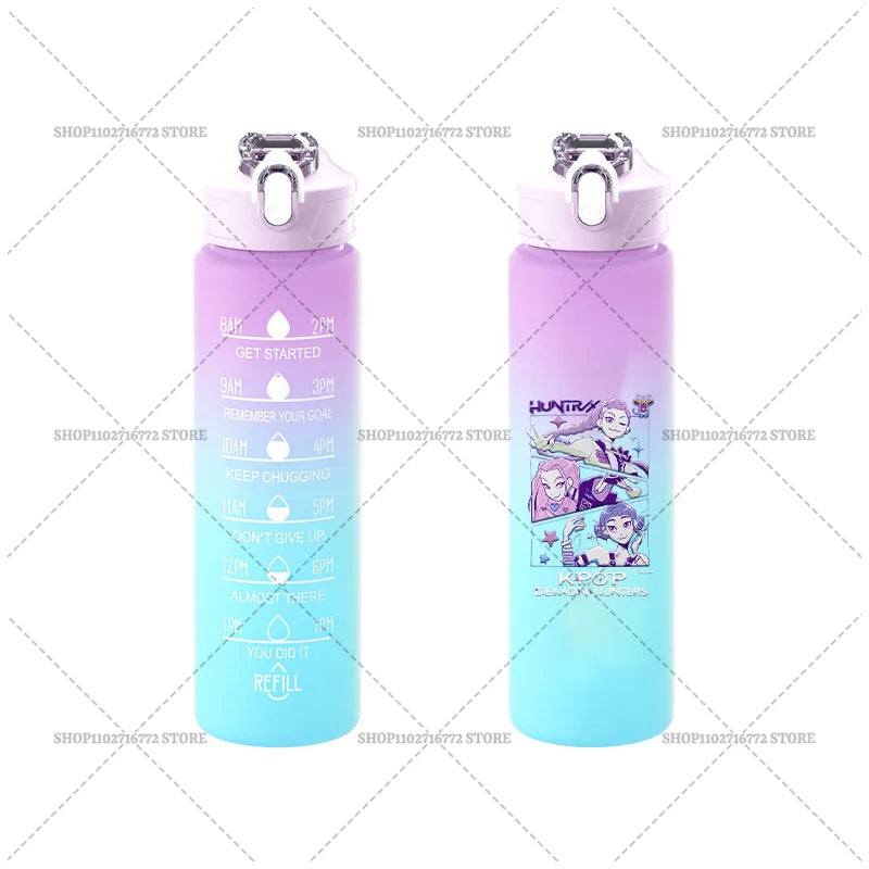 750ML KPop Demon Hunters Gradient Color Water Cup HUNTRIX Rumi Mira Zoey Jinu Drinking Bottle Saja Boys Tiger Kid Birthday Gift