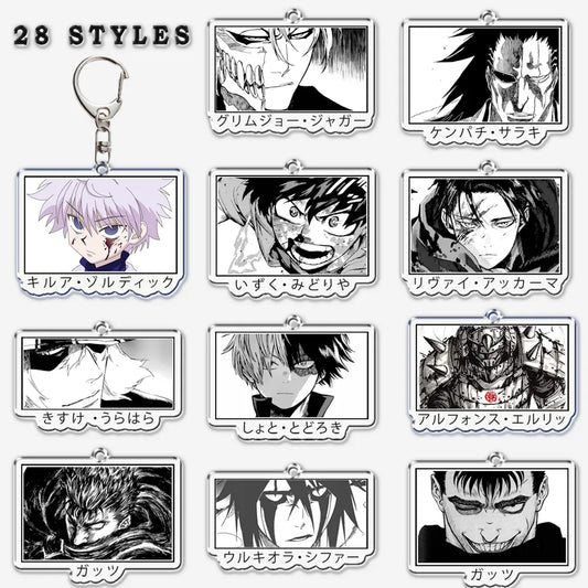 Anime Figures Keychain Levi Killua Zoldyck Bakugou Bleach Berserk Key Chain for Accessories Pendant Key Ring Keychains Gift