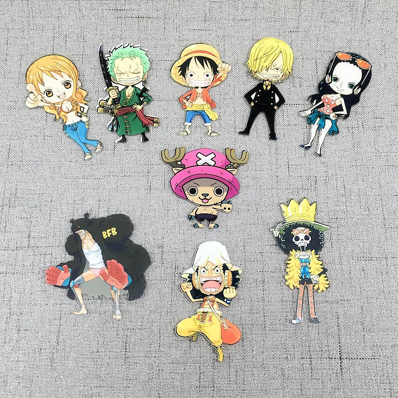 9 unids/set Anime One Piece Luffy Roronoa Zoro Usopp Sanji modelo acrílico adhesivo magnético para refrigerador decoración del hogar adornos juguetes regalo