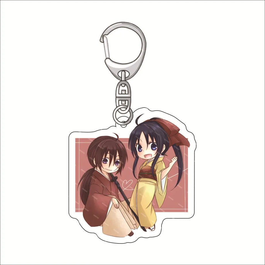 Rurouni Kenshin Keychain Double Sided Acrylic Cartoon Key Chain Women Pendant Anime Accessories Men Keyring Fans Collect Gift