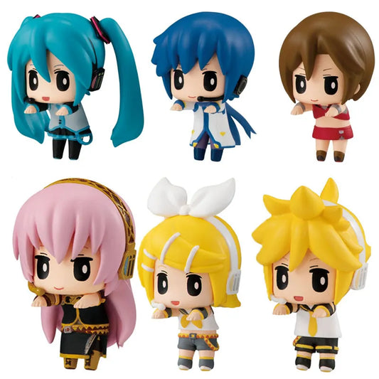 Japón genuino Kagamine Rin Kagamine Len Megurine Luka lindo Anime figuras de acción juguetes para niños niñas niños regalos modelo adornos