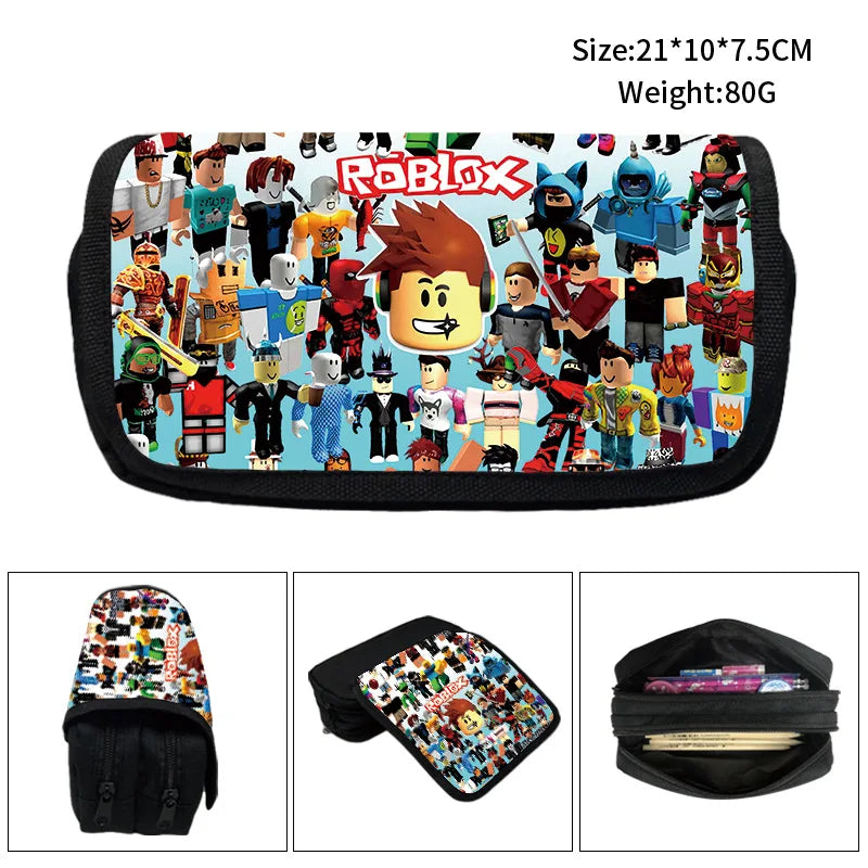 ROBLOX Pencil Case Stationery Box Game Peripheral Pencil Case Stationery Pen Storage Bag Pen Pencil Multi-layer Large Capacity