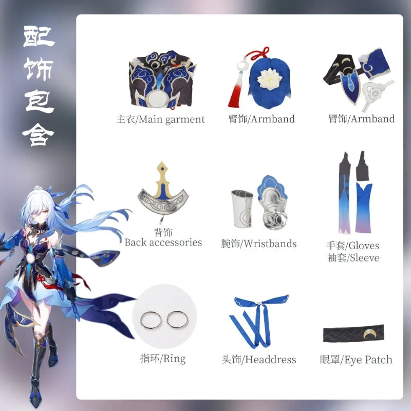 Jingliu Cosplay Honkai Star Rail Game Costume Full Set Dress Outfit Uniform The Xianzhou Luofu Honkai Impact Cosplay