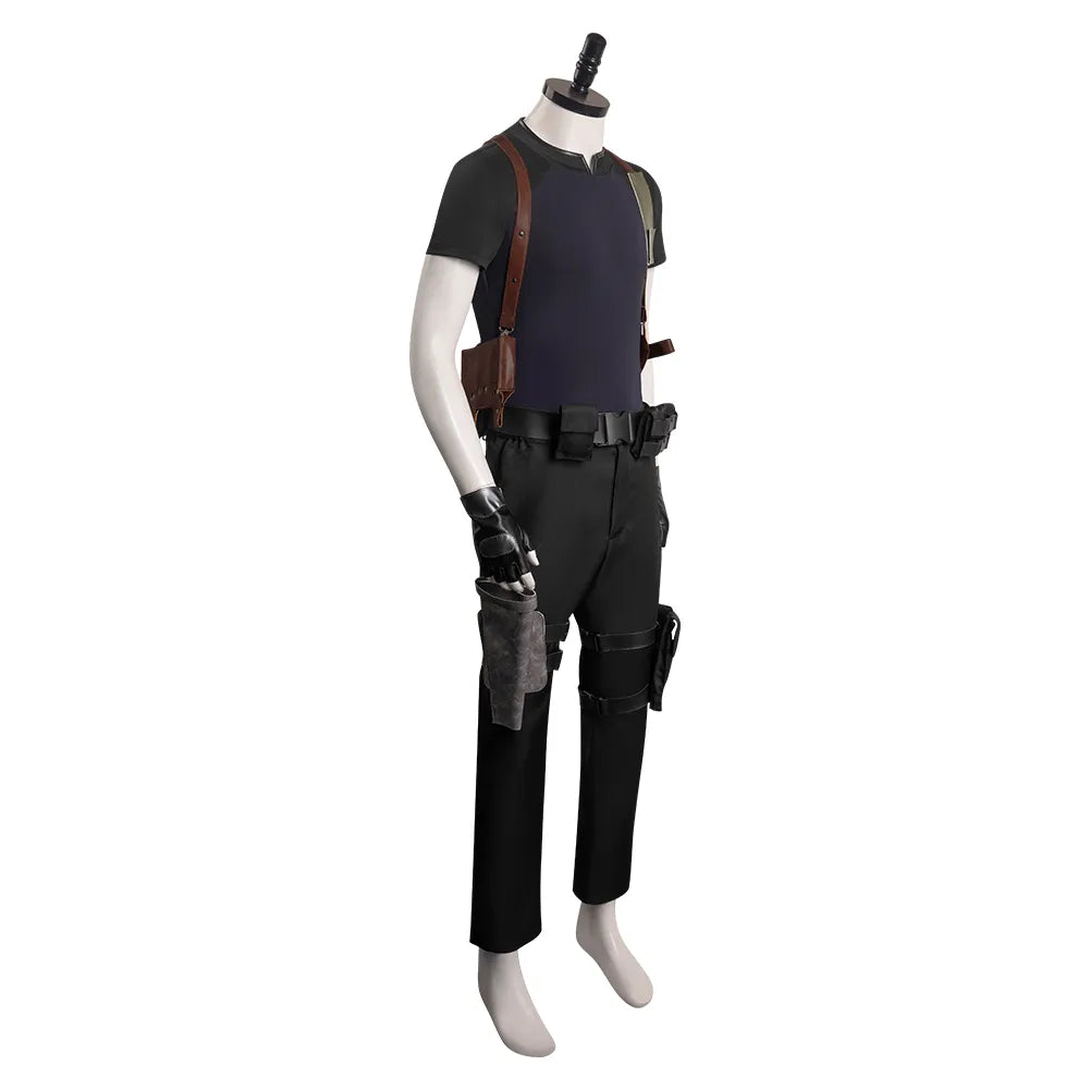 Leon S.Kennedy Cosplay Costume Resident 4 Remake Top Pants Belt Halloween Carnival Party Disguise Suit