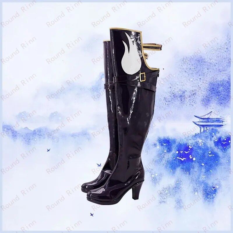 Blake Belladonna Cosplay Shoes Black Handmade Faux Leather Boots