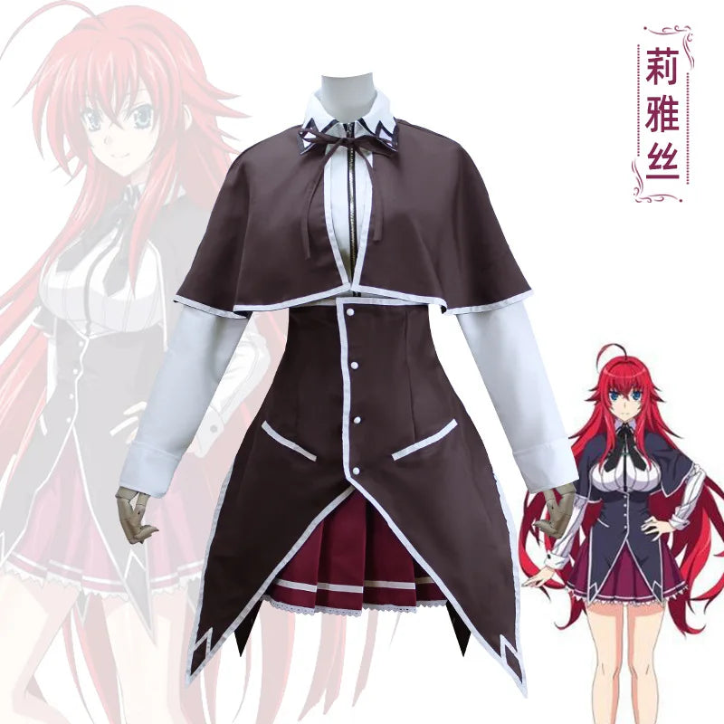 Anime High School D×D DxD Rias Gremory Cosplay Costume Wig Cloak Top Skirt Adult Sexy Woman Child Uniform Hallowen Suit