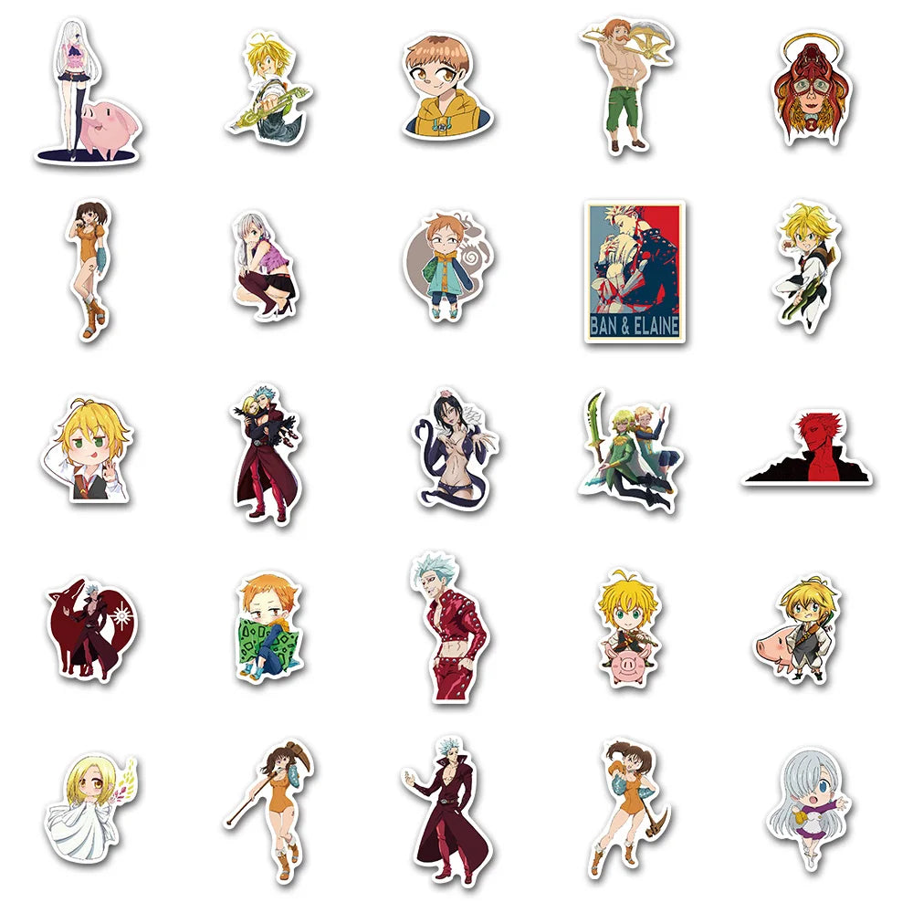 10/50PCS Japan Anime The Seven Deadly Sins Stickers Waterproof for DIY Guitar Laptop PS4 Skateboard Kids Toys Sticker