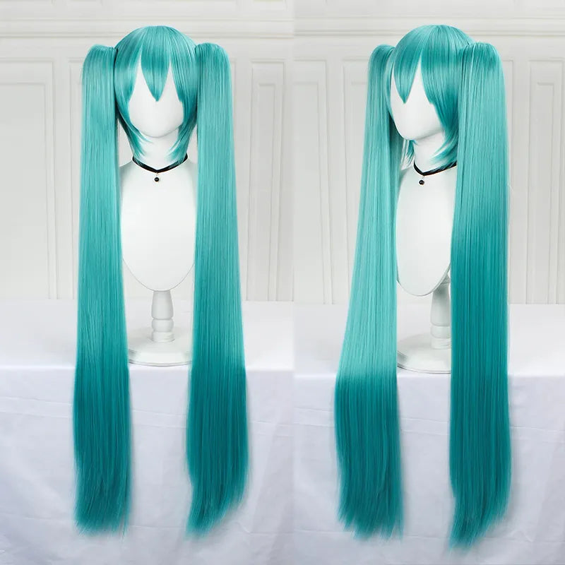 JOY&BEAUTY Hair Miku Cosplay Wig Long Heat Resistant Synthetic Hair Clip Ponytails Wigs + Wig Cap