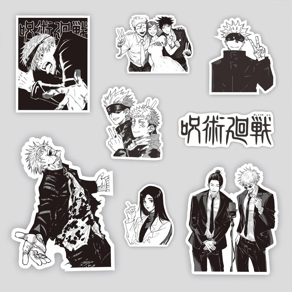 10/65 Uds Jujutsu Kaisen Anime pegatinas de grafiti para ordenador portátil monopatín casco de bicicleta equipaje motocicleta impermeable calcomanía de juguete