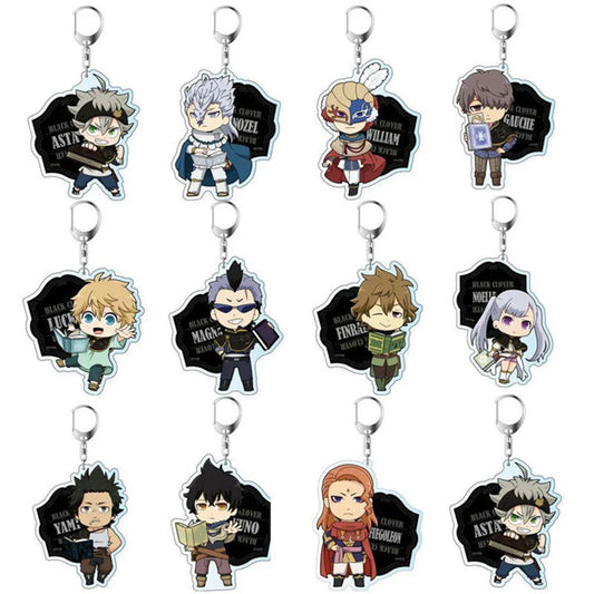 Black Clover Role Keychain Q Version Double-Sided Figure Printed Acrylic Keyring Pendant Souvenirs Anime Key Holder Accessories