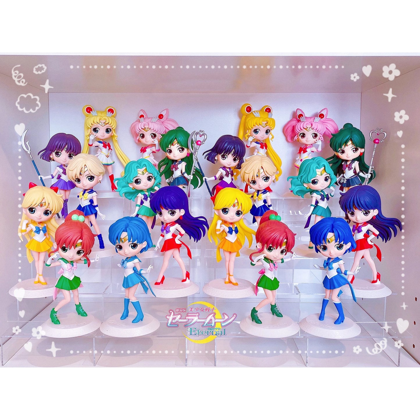 Bandai Genuine Sailor Moon Model Qposket New Toys Super Kaiou Michiru Moon Anime Action Figures Model Assembly Toy Girls Gift