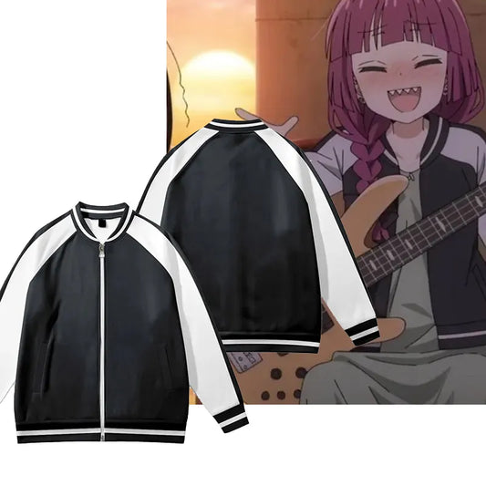 Anime BOCCHI THE ROCK! Kikuri Hiroi Hoodie Cosplay Costume Shima Iwashita baseball uniform hooded Girl Men  Zipper Jacket Outfit