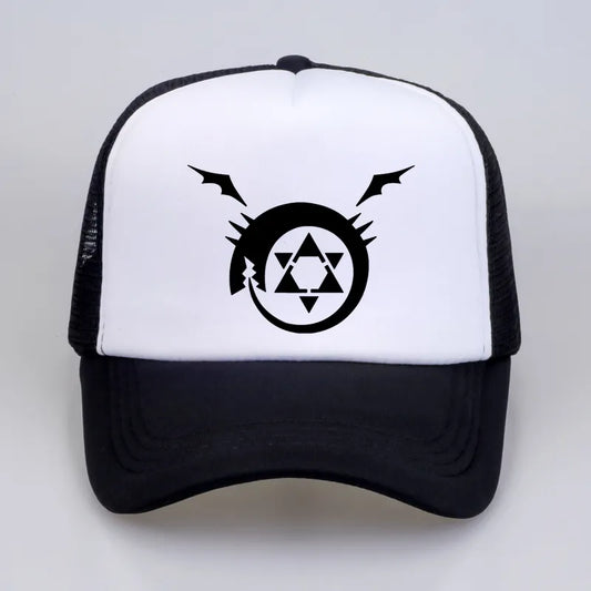 Full metal Fullmetal Alchemist Steel Edward Alphonse Baseball caps Cosplay Costumest Anime Man Women mesh Trucker Cap Hat