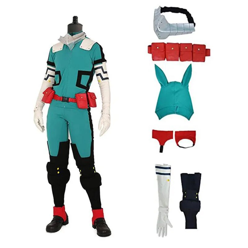 Anime My Hero Academia Cosplay Midoriya Izuku Deku Battle Cosplay Costume Unisex Costume Set Wig Hair gift Anime Clothes XXXL