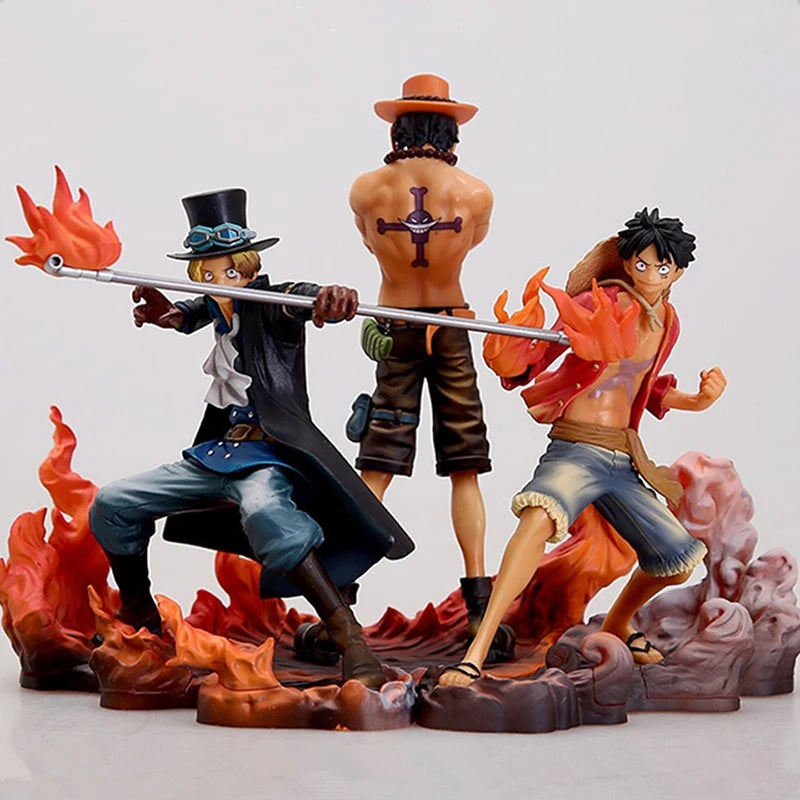 3PCS/set One Piece Figure Anime Monkey D Luffy Ace Sabo Three Brothers PVC Action Figurine Collection Model Toys doll 14-17CM