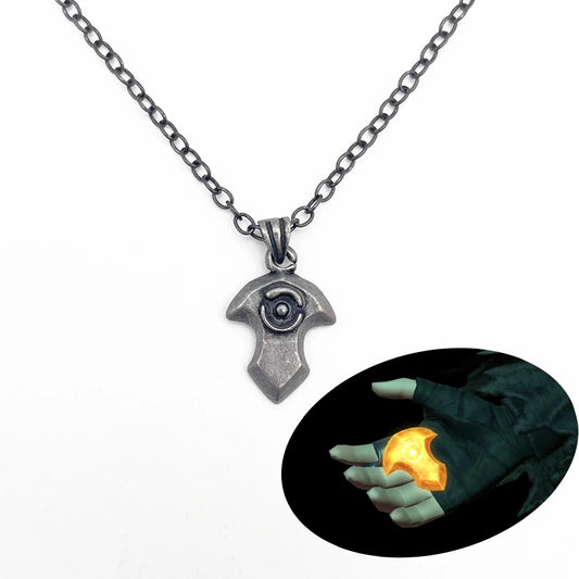 Game Final Fantasy XIV Azem Cosplay Necklace Unisex Punk Retro Metal Pendant Crystal Summoning Prop Jewelry Accessories Gift