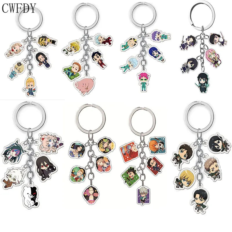 100 Styles Anime Attack on Titan Keychain Tokyo Avengers Cosplay Double Sided Transparent Acrylic Key Chain Trinket For Friends