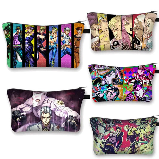 Bolsa de cosméticos de Jojo Bizarre Adventure de Anime, bolsas de maquillaje de Killer Queen de dibujos animados, estuche de cosméticos de mano para niñas, bolsa de pintalabios para mujer