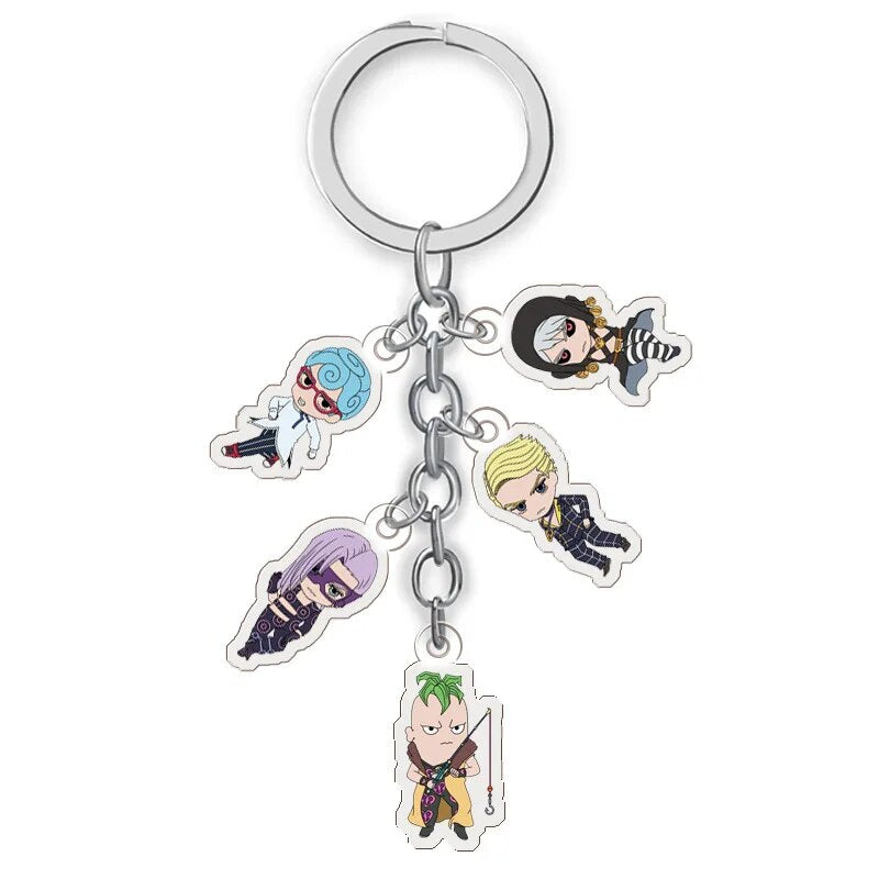 Anime JOJO Bizarre Adventure Keychain Acrylic Figure Kujo Jotaro Kira Yoshikage Caesar Pendent Keyring Collection Gift