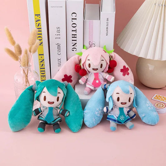 15cm Hatsune Miku Plush Keychain Fashion Bag Pendant Anime Car Keyring Doll Cartoon Double Tail Girl Toy VOCALOID Key Chain Gift