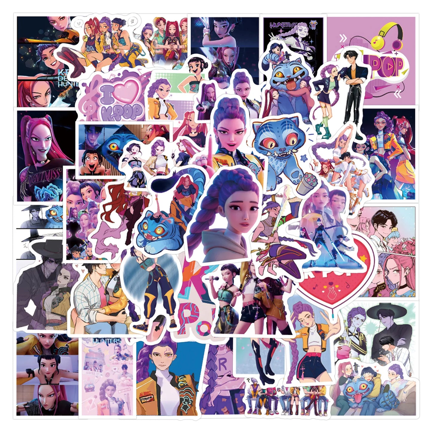 55PCS KPop Demon Hunters Animation Waterproof Cartoon Comedy Comics Stickers Decoration  DIY Notebook Mobile Water Cup Kids Toys