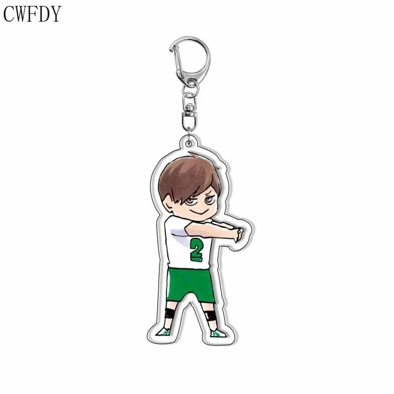 Anime Haikyuu!! Arcylic Keychain Volleyball Boy Key Chain Hinata Shoyo Kageyama Tobio Figures Keyring Charm Pendants Xmas Gifts