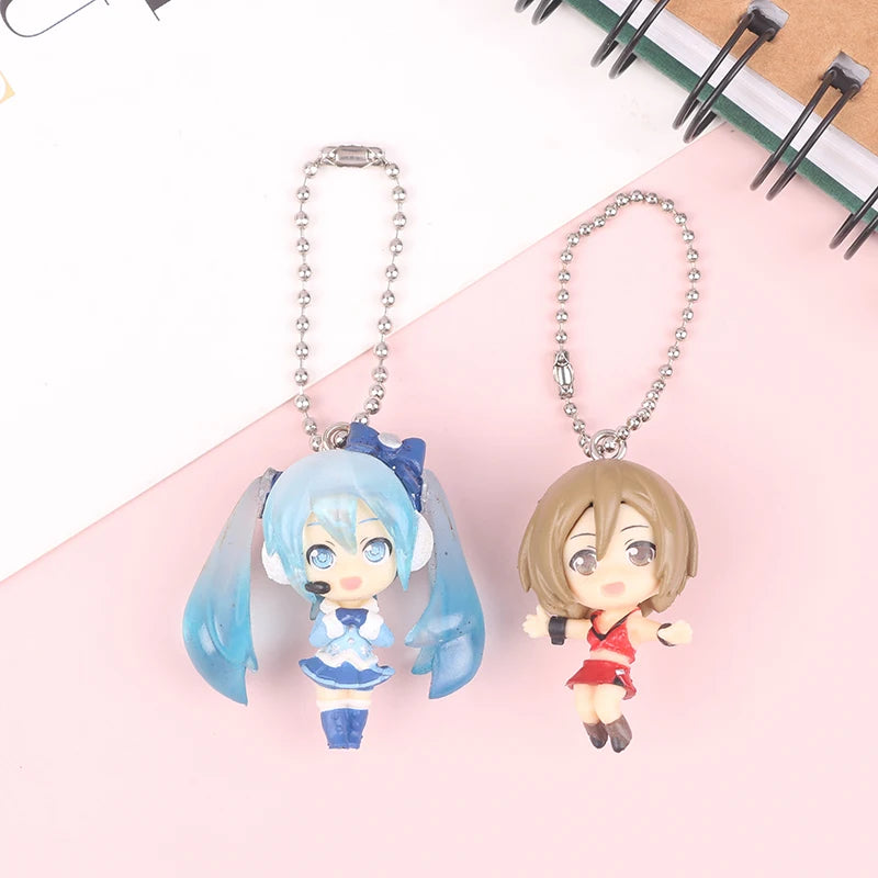 1Pcs 4cm Kawaii Hatsune Miku Keychain Keyring PVC Anime Figure Super Cute Kids Key Chains For Backpacks