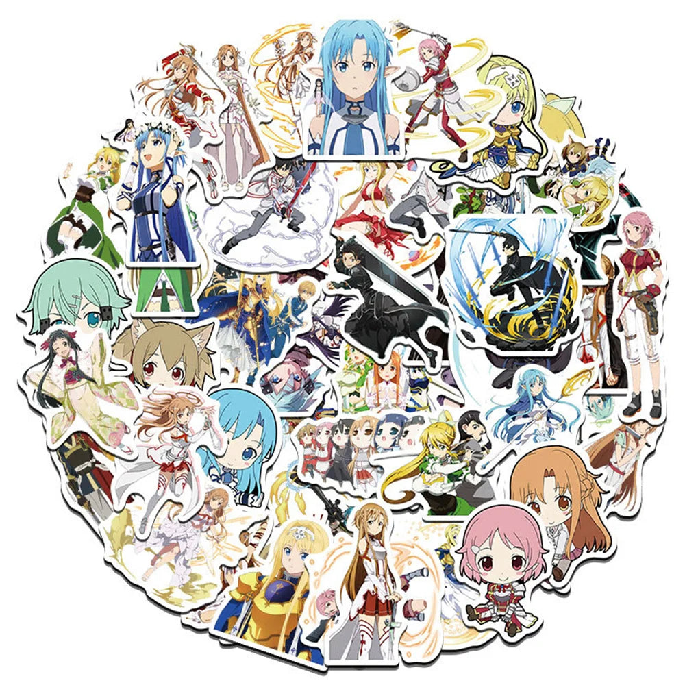 10/30/50PCS New DIY Sword Art Online Sticker Cartoon Creative Anime iPad Luggage Car  Guitar Bed Decoration Waterproof Wholesale