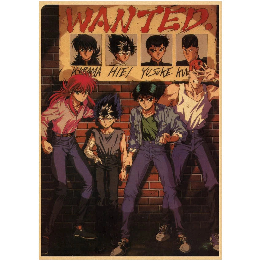 yu yu hakusho Posters Retro Poster Home Decor japanese anime Wall Stickers Living Room Bar Cafe Decoration Pictures