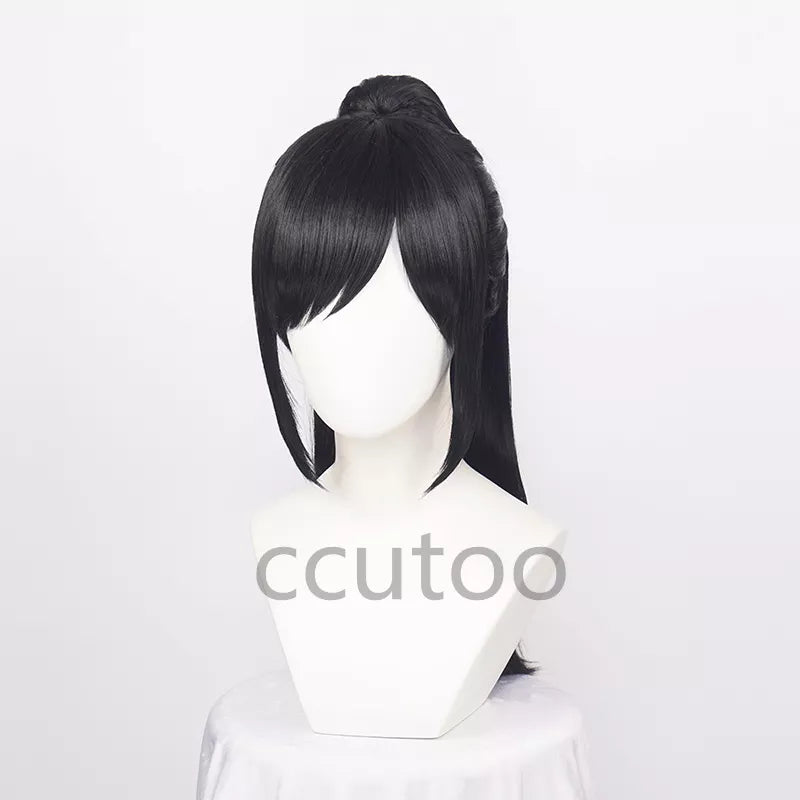 ccutoo Black Synthetic Dororo Hyakkimaru Cosplay Wig Chip Removable Ponytail Osamu Tezuka + Wig Cap