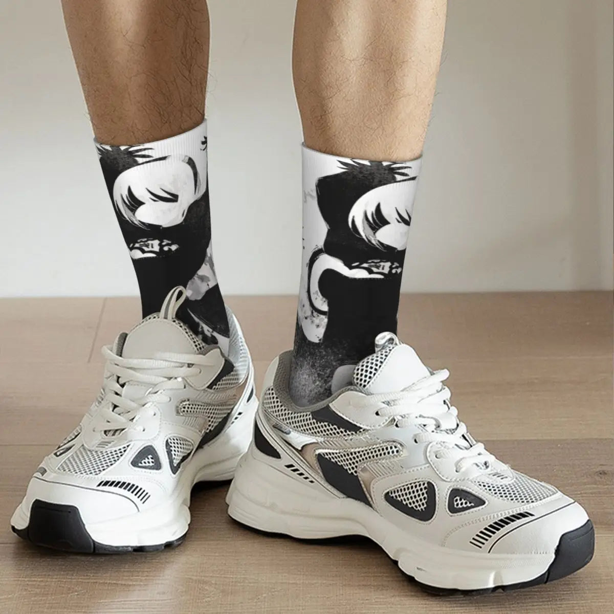 NieR Automata 2B Japan Ink Socks Polyester Funny Happy Game Waifu Socks Spring Summer Autumn Winter Middle Tube Socks Gifts