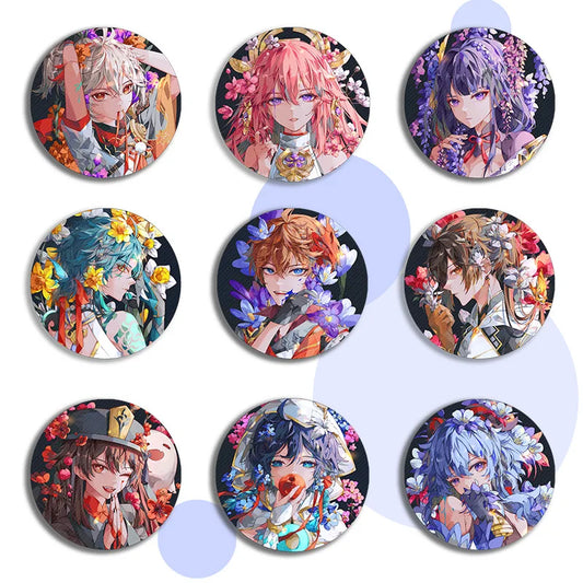 Juego Genshin Impact Anime Pins insignias Cosplay Hu Tao Tartaglia Kokomi Neuvillette mochilas broche decoración accesorios regalos