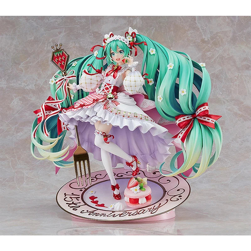 Genuine Original Vocaloid Hatsune Miku Original 15Th Anniversary Ver. Action Figure Collectible Model Satuette Ornament Toy Gift