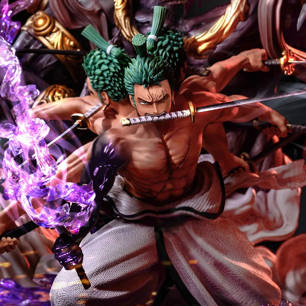 48cm One Piece Figure Roronoa Zoro Nine Knives Flow Pop Max Asura Zoro Action Figures  PVC Collection Statue Model Toys for Gift