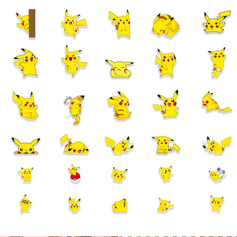 63pcs Cartoon Surrounding Pokemon Pikachu Cute Stickers Children's Holiday Gifts Bonus Stickers