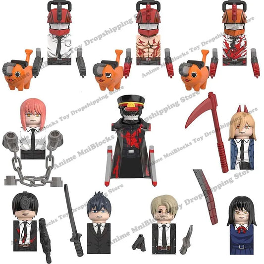 WM Blocks Chainsaw Man WM6159 Anime Cartoon Bricks Samurai Sword Denji Pochita Makima Power Aki Asa Kishibe Assembl Toys Gifts