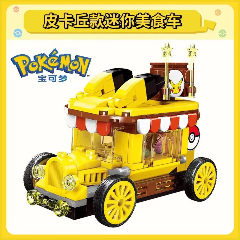 Tomy Anime Pokemon Pikachu Mini Cartoon Elf Ball Car Food Truck Building Blocks DIY Model Assembled Block Brick kids Puzzle Toys