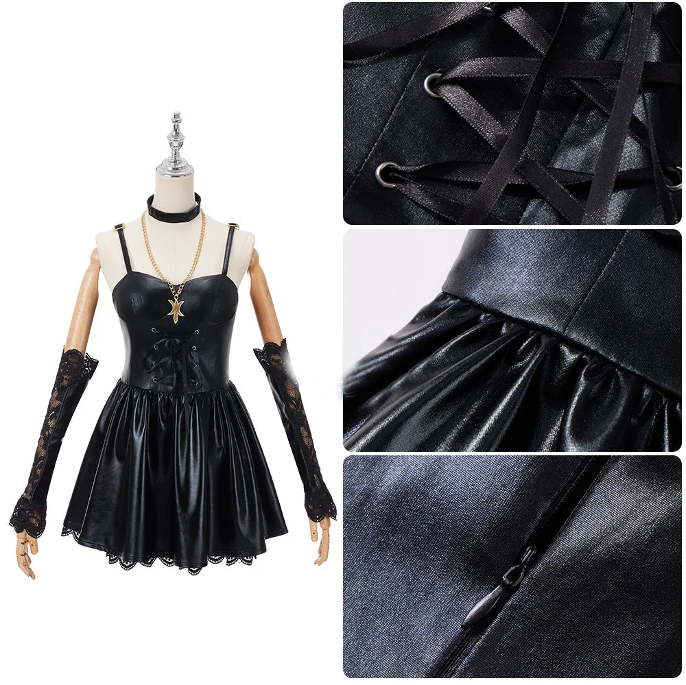 Hot Anime Death Note Cosplay Costume Misa Amane Imitation Leather Dress Suit Uniform High Quality Halloween Daily Role Play