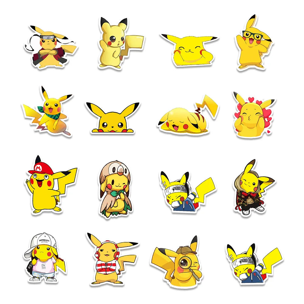 10/30/50PCS Kawaii Pikachu Pokemon Anime Stickers Cartoon DIY Travel Luggage Guitar Fridge Laptop Waterproof Graffiti Stickers