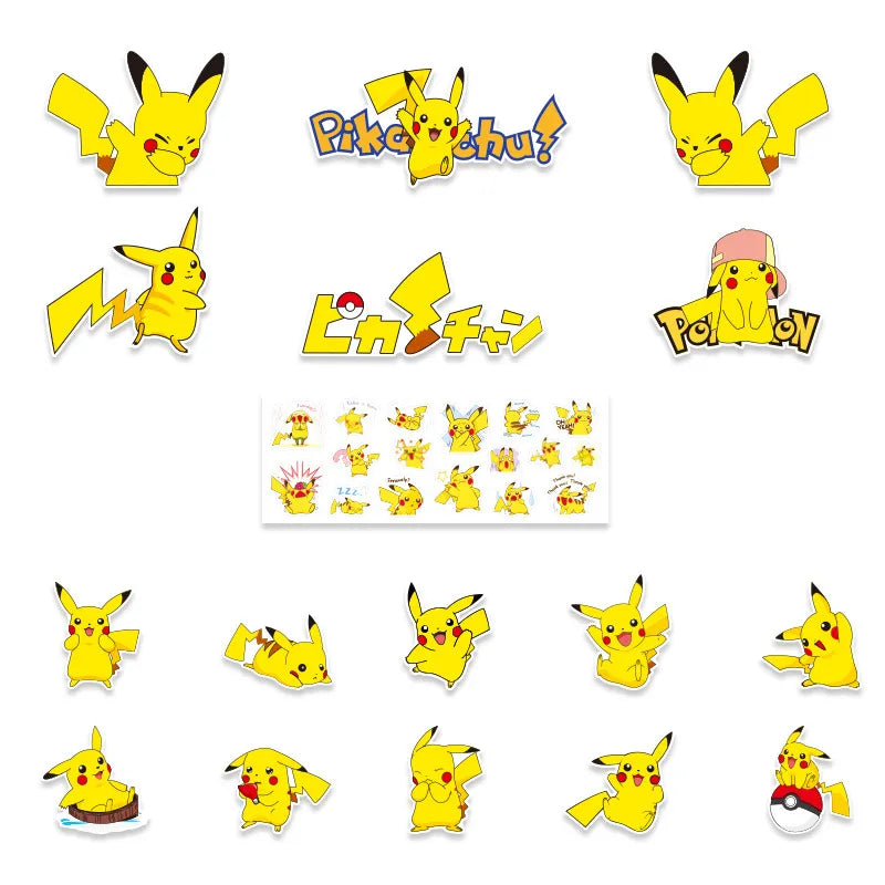 63pcs Cartoon Surrounding Pokemon Pikachu Cute Stickers Children's Holiday Gifts Bonus Stickers