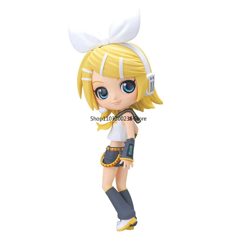 Bandai Original VOCALOID Kagamine Len Kagamine Rin Q Posket Anime Action Figure Hobbies Collectibles Model Toys