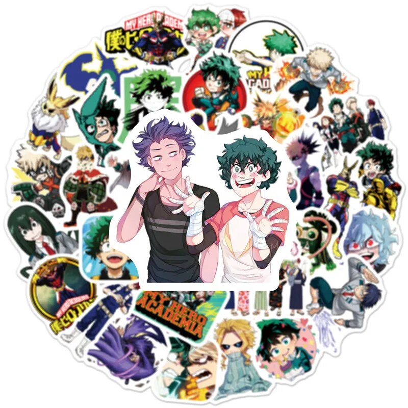 10/50Pcs Anime My Hero Academia Stickers Suitcase Skateboard Laptop Luggage Phone Cartoon Cute Stickers Decal Kids Gift Toy