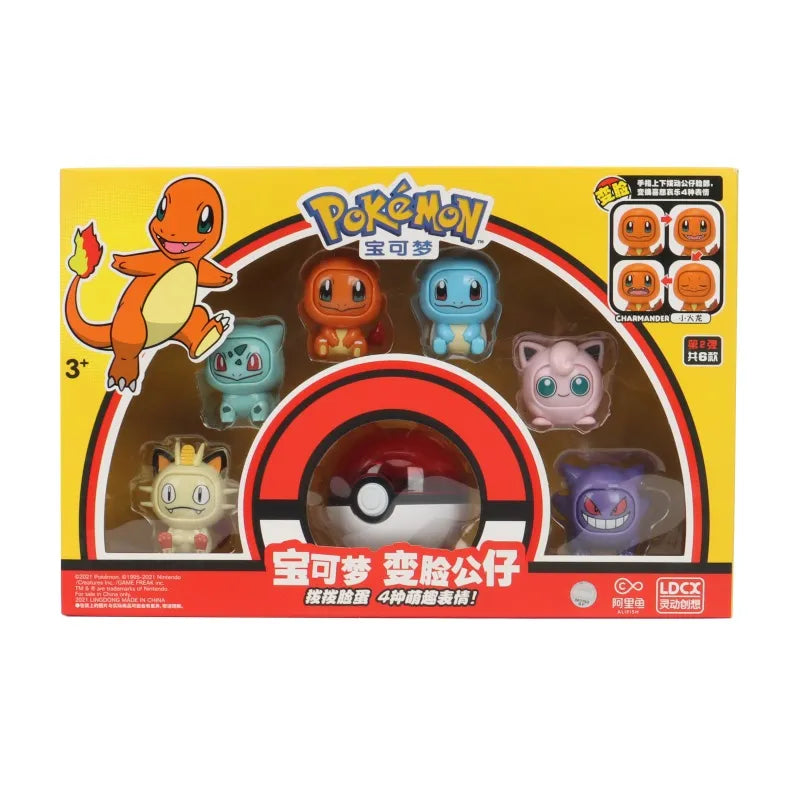 Pokemon Face Changing Anime Action Figure Kawaii 12 Kind Doll Dragon Ball Pokeball Pocket Monster Pikachu Child Toy Set