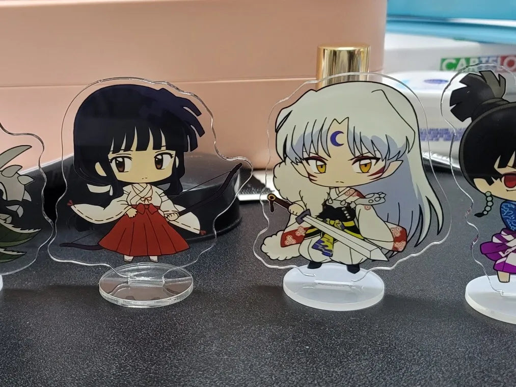 Anime Inuyasha Naraku Miroku Kikyo Mini Figure Doll Kagome Sesshoumaru Small Acrylic Figura Stand Model Cosplay Toy for Gift