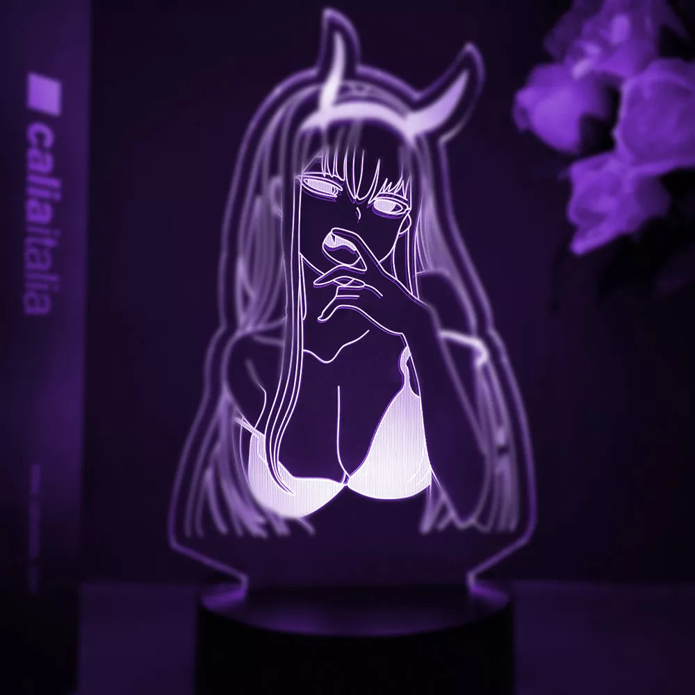 Anime Zero Two lámpara 3d figura luz nocturna niños niñas Manga regalo lámpara de luz nocturna Darling In The Franxx