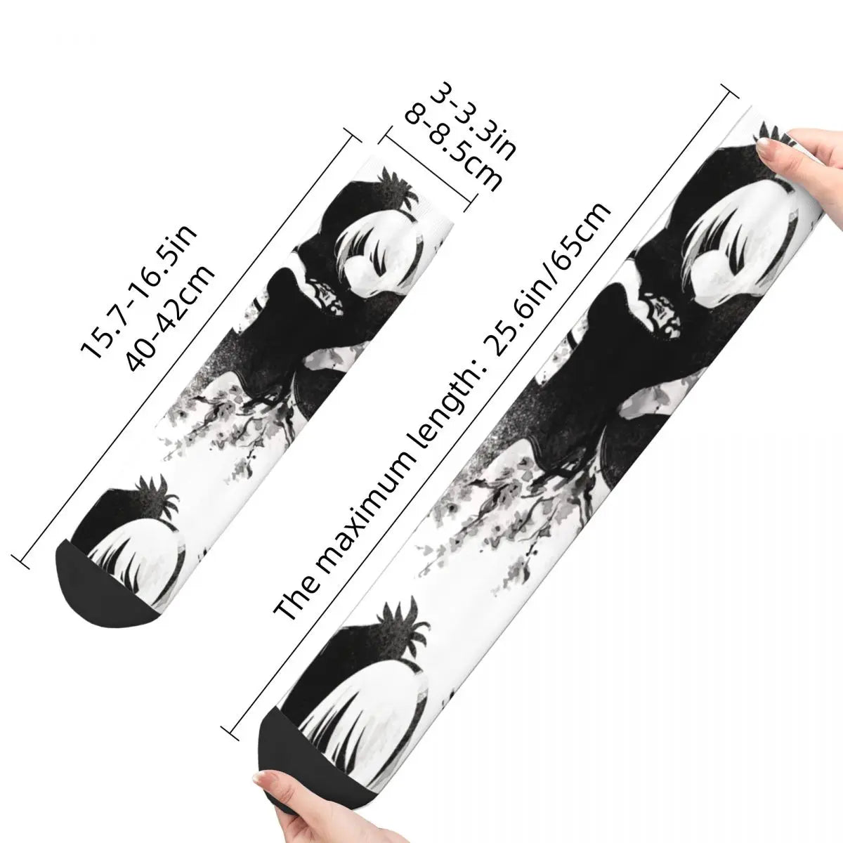 NieR Automata 2B Japan Ink Socks Polyester Funny Happy Game Waifu Socks Spring Summer Autumn Winter Middle Tube Socks Gifts